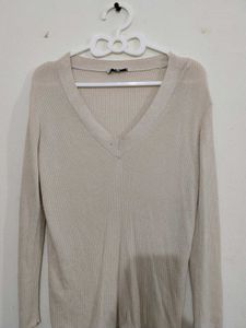 Ribbed V-Neck Sweater