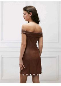 Chic Off-Shoulder Faux Leather Mini Dress