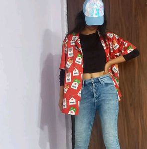 Unique Cigarette Pack Print Button-Up Shirt