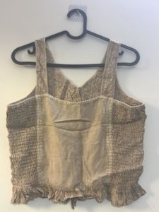 Boho Smocked Patterned Button-Up Crop Top