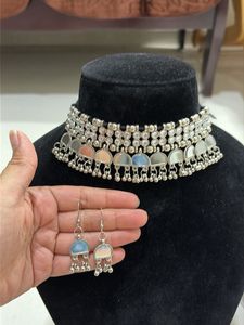 Brand new Silver Oxidized Choker Necklace with Ear