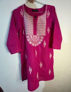 Pink Chikankari Embroidered Kurta