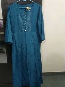 blue long dress frock