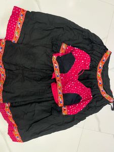 ♥️Black Lehenga Choli Set with Pink Blouse