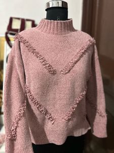 Pink Textured Knit Sweater