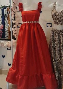 Red Ruffled Maxi Dress