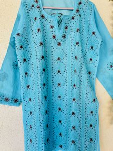 Light Blue Embroidered Kurta