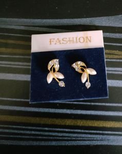 Small Stone And Faux Pearl Earring.Ideal For