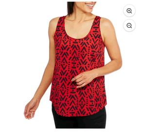 Red & Black Print Tank Top  LR-92