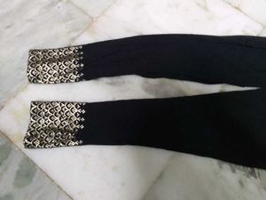Black Palazzo Pants with Golden Print