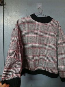 Plaid Mock Neck sweatshirt