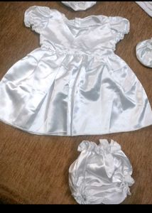 White Satin Baby Dress Set