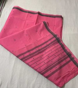 🆕Pink Saree with Grey Border