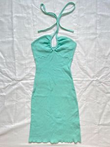Aqua Halter Neck Mini Dress