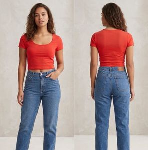 H&amp;M Red Scoop Neck Crop Top