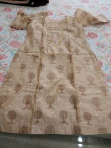 Elegant Embellished Beige Kurta