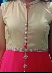 Elegant Pink &amp; Beige Ethnic Gown