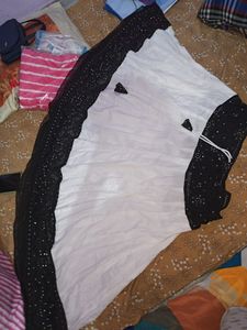 White & Black Embellished Skirt