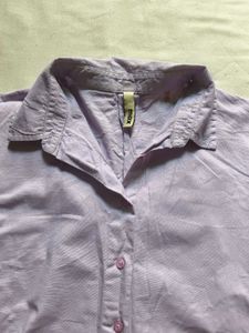 Lavender Cropped Button-Up Shirt
