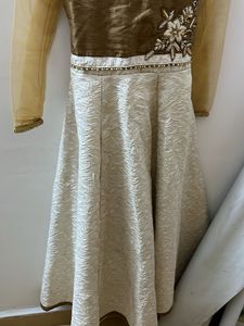 Elegant Brown &amp; White Dress