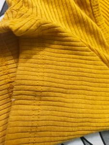 Ribbed Mustard Yellow Square Neck Top