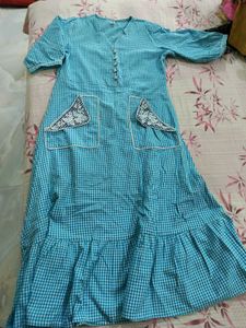 Cute Blue Checked Dress