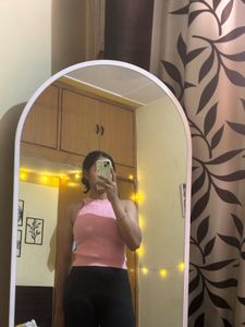 Pink Knit Halter Neck Top