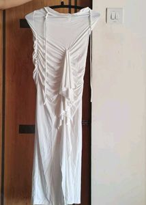 White Ruched Maxi Dress