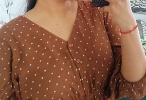 Polka Dot Brown Midi Dress