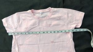 Cute Bow Embroidered Pink T-Shirt