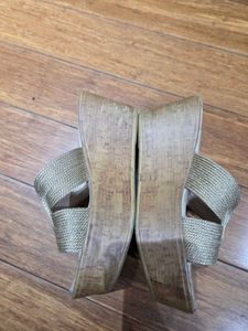 🇮🇳Freedom Sale🇮🇳Gold Woven Strap Slides