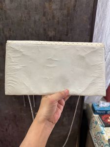 Elegant Ivory Envelope Clutch with Chain Strap