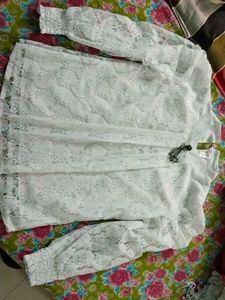 Stylish &amp; Elegent White Net Top