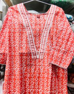 M, L, XL size Orange Printed Kurta set