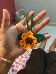 Handmade Crochet Sunflower keychain