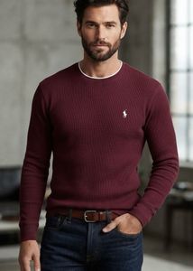 Men's Burgundy Long Sleeve Thermal Top
