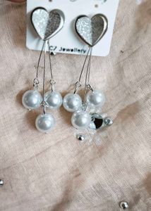 Heart Drop Pearl Earrings - Elegant Fashion