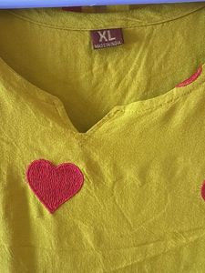 Heart Patterned Yellow Farshi Salwar Set