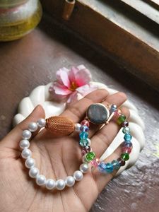 Beaded Watch and pearl bracelet combo