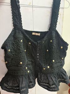 ✨ Elegant Black Embroidered Bralette Top ✨