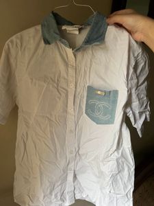 vintage Chanel denim patch shirt