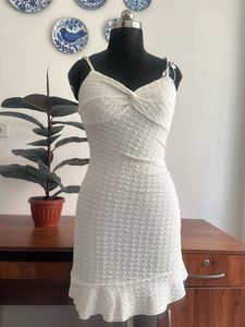 Chic Textured White Mini Dress
