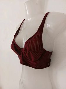 Maroon Textured Bra