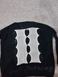 Black Knit Sweater with "8" Detail