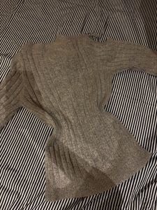 Cozy Grey Ribbed Knit Sweater