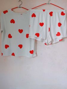 Heart Print Pajama Set