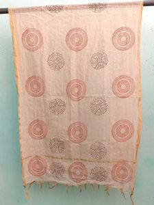 Elegant Cream Dupatta with Red and black Motifs