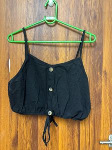 Stylish Black Crop Top with Tie-up