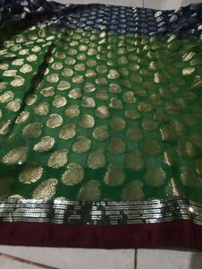 Embroidered Green Silk Saree