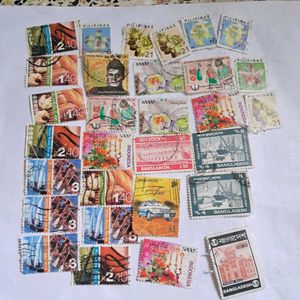 30 Vintage Asian countries Stamp